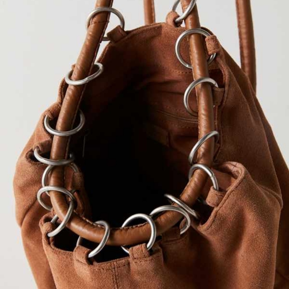 ‼️⚡️UO REAL SUEDE BROWN Bucket RING Backpack $79⚡️ - Picture 2 of 8